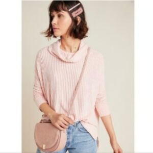 Maeve by Anthropologie Vanna Coral Pink Ribbed Top Size L